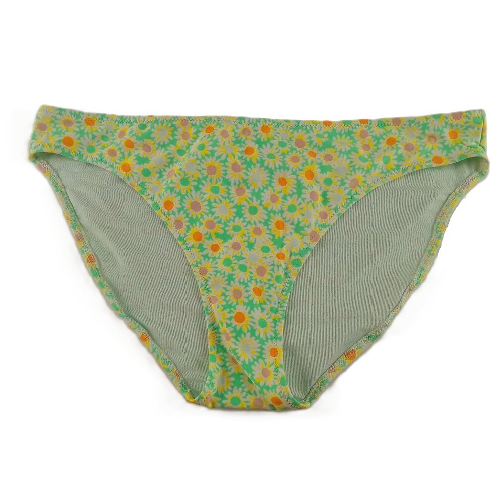 Aerie Full Coverage Bikini Bottom Women's Size Large Green Dazzle Floral Swim